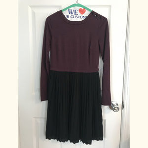 LOFT Mixed Media Pleated Dress